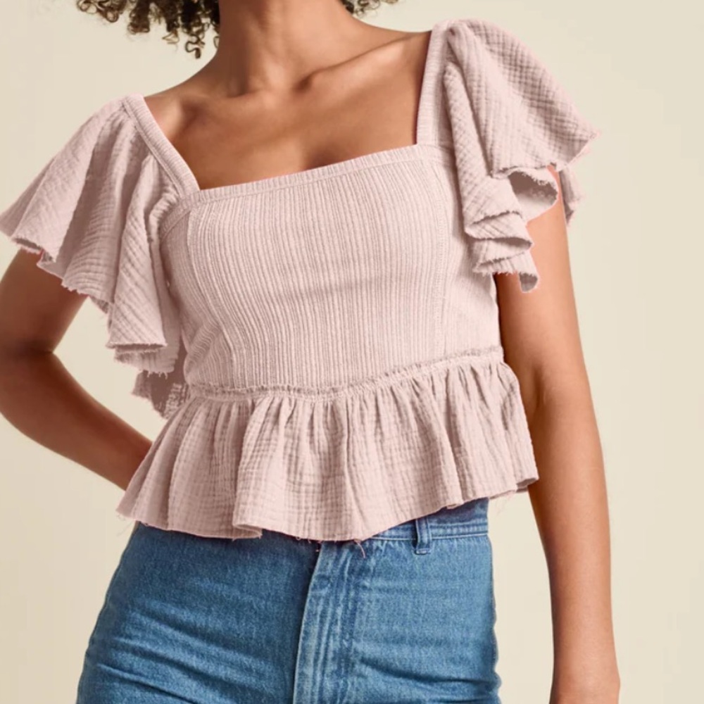 VENUS Pink Flutter raw edge Blouse